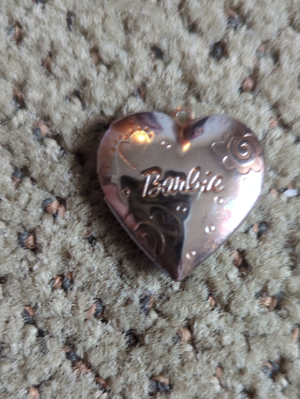 Barbie Rose-Gold Heart Pendant with Floral Motif